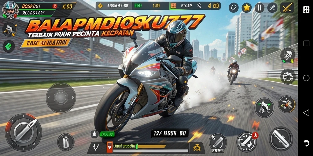Tampilan gameplay seru dari BOSKU777 dengan balap motor yang mendebarkan.
