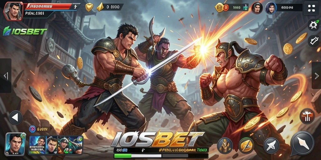 Screenshot gameplay yang menampilkan pertarungan seru di IOSBET.