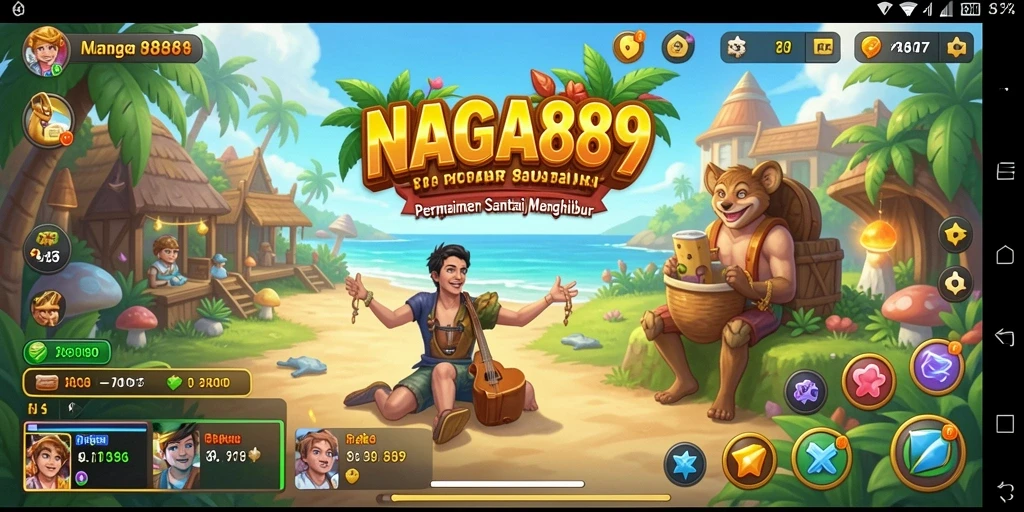Tampilan gameplay NAGA889 yang ceria dan menawan.