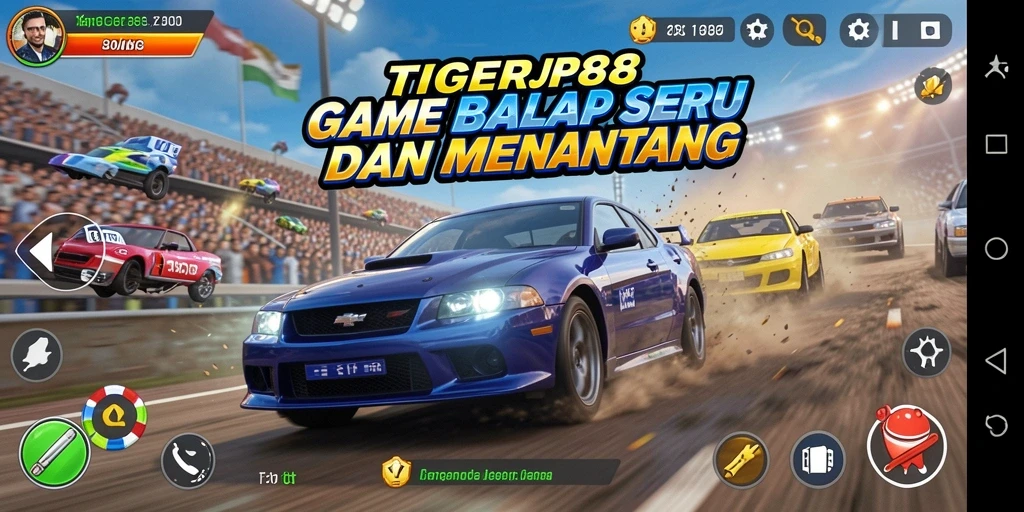 Screenshot gameplay <strong>TIGERJP88</strong> menampilkan balapan seru di jalanan kota.