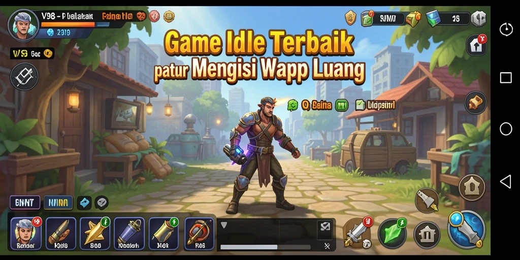 Screenshot menampilkan gameplay menarik dari V98 dengan elemen Idle yang menyenangkan.